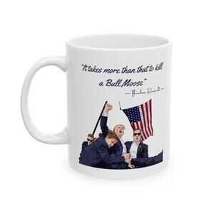 Trump Bull Moose - Ceramic Mug (White, 11oz)